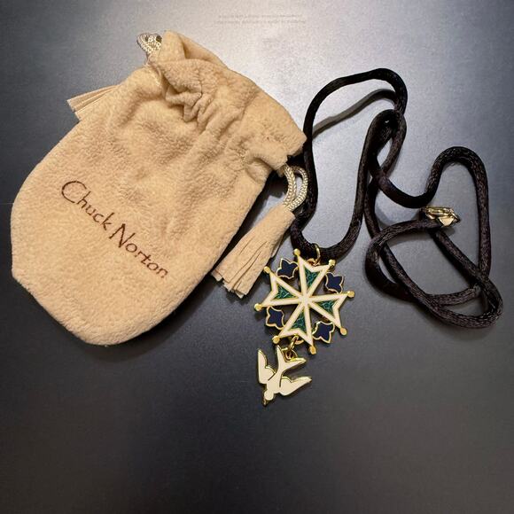 Enamel Huguenot Cross Necklace by Chuck Norton Designs - Picture 3 of 8